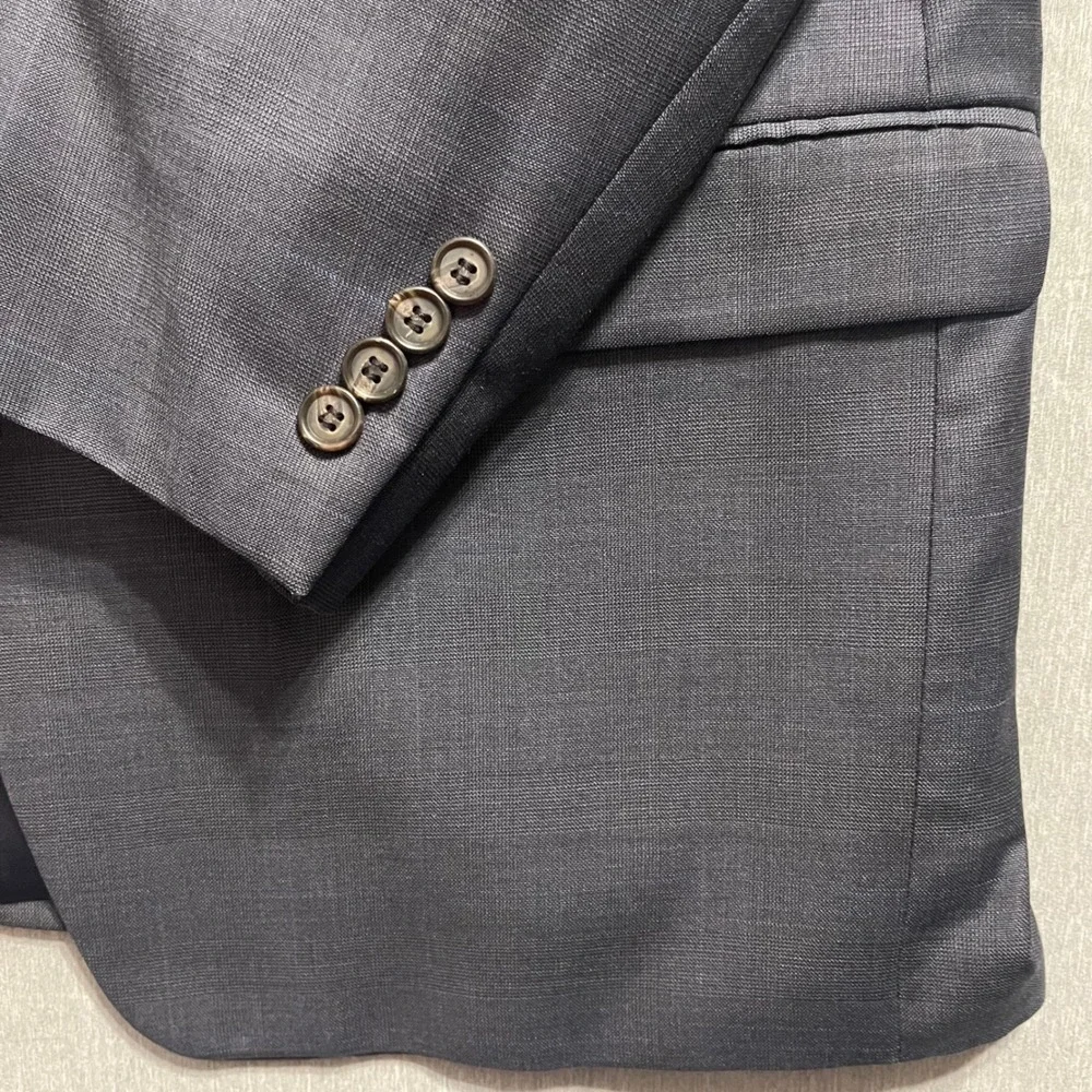 Lauren Ralph Lauren Mens Suit Blazer 46R Blue Windowpane Wool Two Button Formal